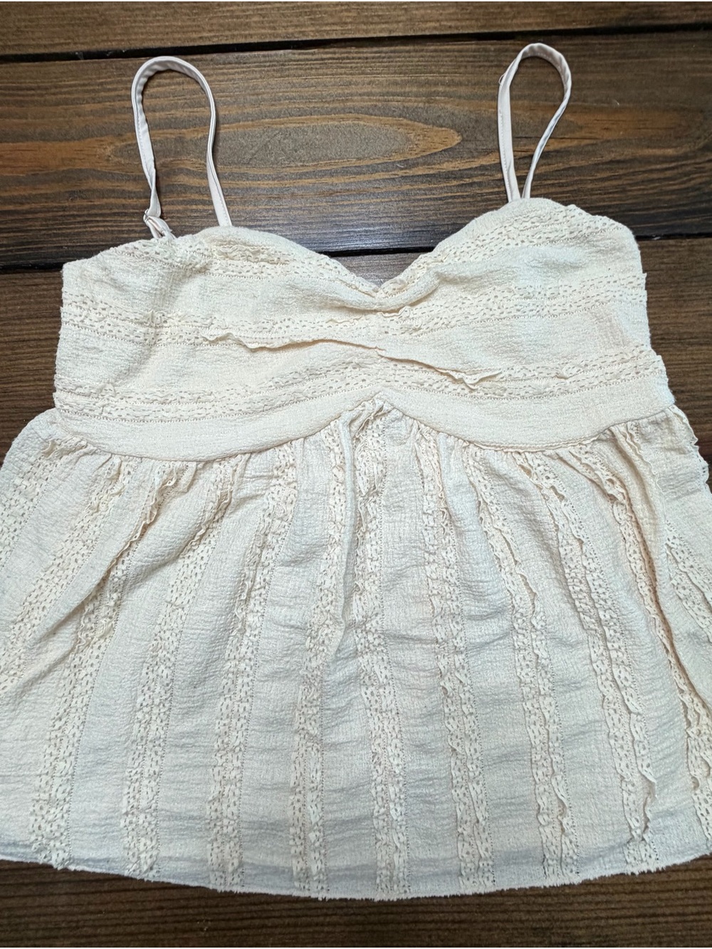 Pastel yellow  Lace-Trim babydoll  Cami Tank Top